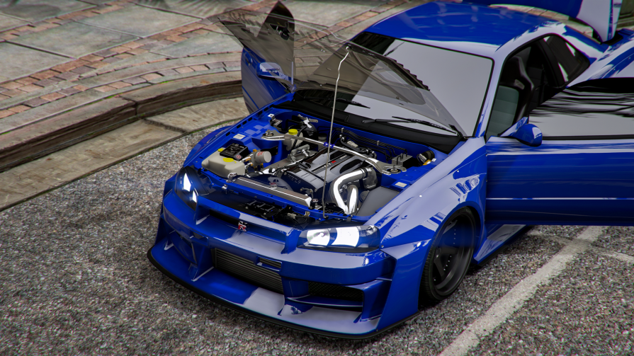 Nissan Skyline R34 Widebody With Glass Hood (Props) | Wmac