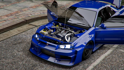 Nissan Skyline R34 Widebody With Glass Hood (Props) | Wmac